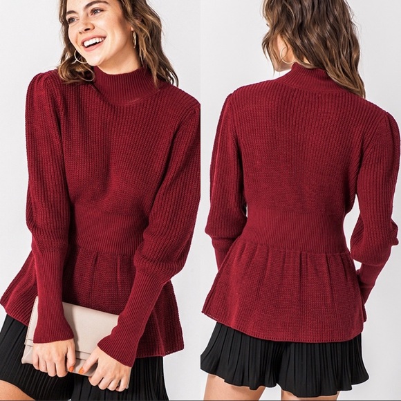 LAST 1-M ❤️Wine Color High Neck Sweater - Picture 8 of 8